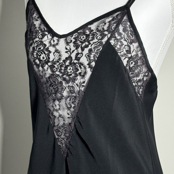 Vtg‎ Victoria's Secret Gold Label Black Satin Slip Aubergine Plum Lace Chemise M - Picture 2 of 11